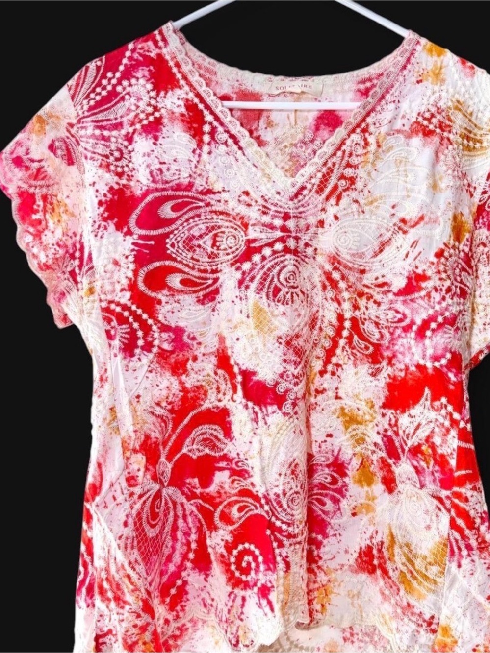 Womens Embroidered Boho Peasant Top size M Medium Romantic Colorful Blouse